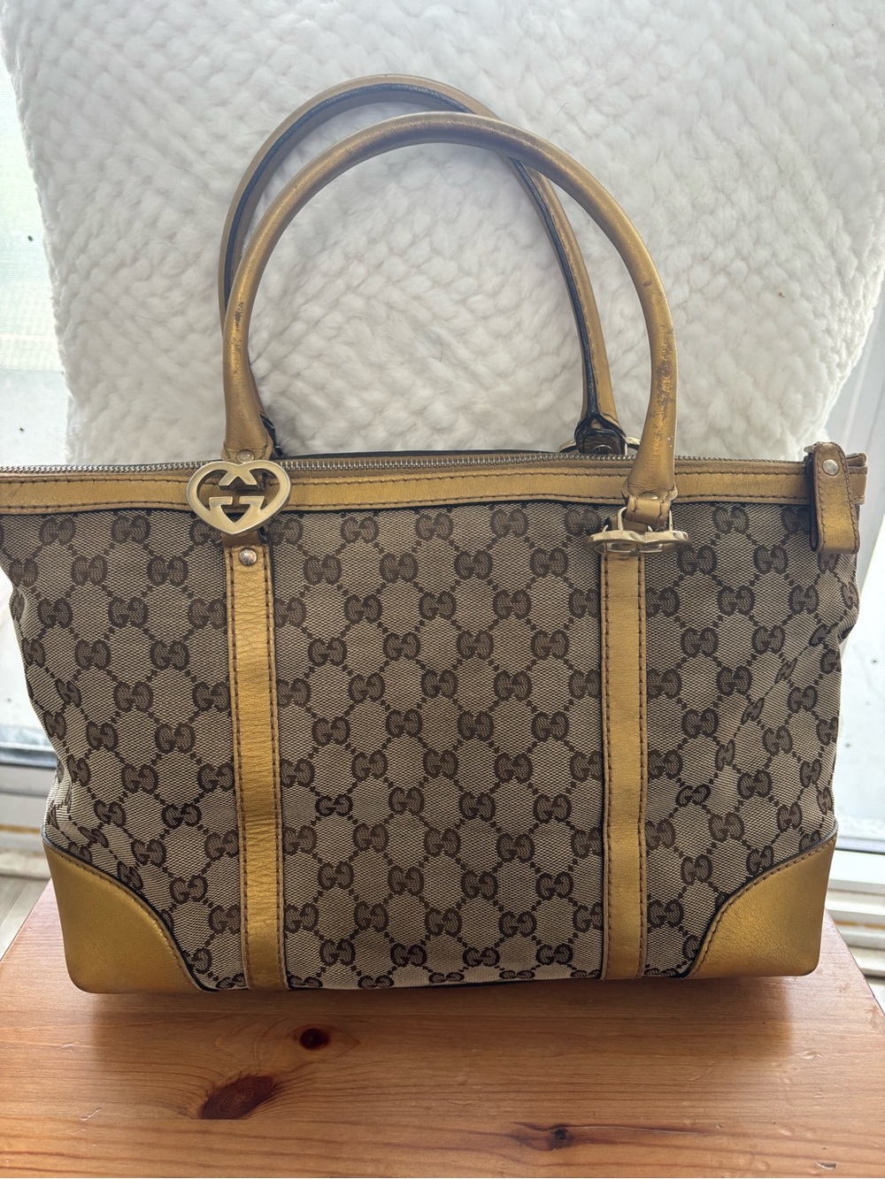 Vintage Gucci Bag Lovely Heart GG Canvas